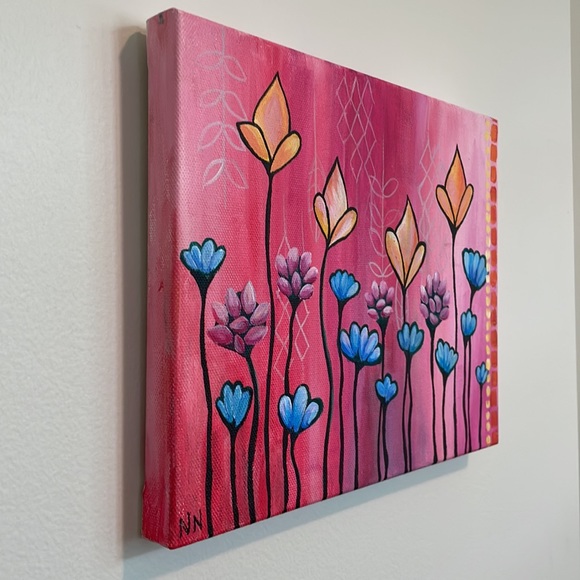 Tulip Flower Pink Original 8x10 Painting Wall Art - Picture 3 of 5
